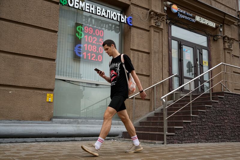 The Russian rouble has reached its lowest value since the early weeks of the war in Ukraine as western sanctions weigh on energy exports and weaken demand for the national currency. AP