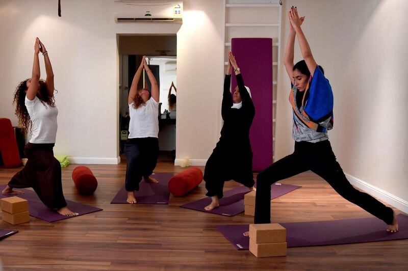 Saudi women practice yoga at a studio in the western Saudi Arabian city of Jeddah on September 7, 2018. Photo / AFP