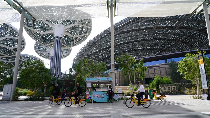 There are more than 200 bicycles available to rent across 23 stations at the Expo site, with more than 160 shaded bike stops in the area. Photo: Expo 2020