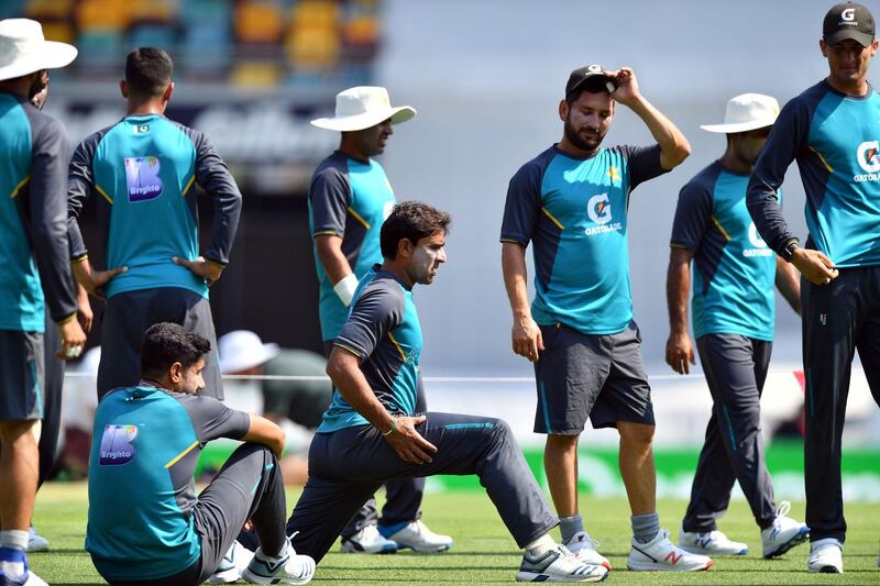 Pakistan players during training. AFP