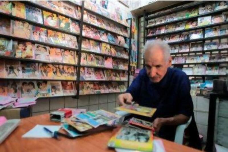 Adil Hamid Khalaf stocks classic Indian movies and music albums in his Baghdad bookshop dating from the 1920s to today.