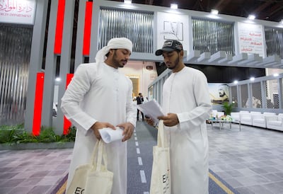 DUBAI, UNITED ARAB EMIRATES -Job seekers at the Careers UAE 2019 at Dubai World Trade Centre.  Leslie Pableo for The National for Patrick Ryan's story