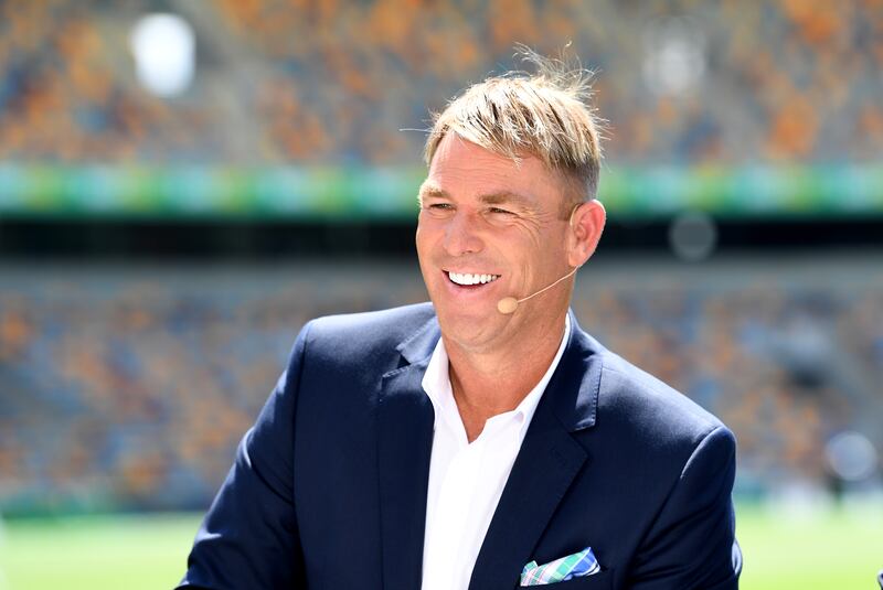 Shane Warne working as a TV pundit during a test match between Australia and Pakistan at The Gabba in Brisbane, Australia, in 2019. Getty Images