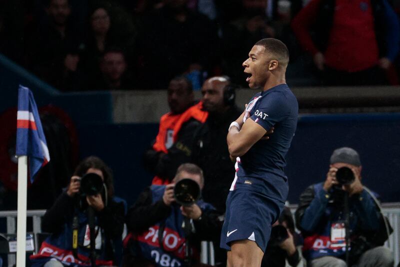 Kylian Mbappe – 9. The Frenchman scored his 15th goal of the season after some neat play with Neymar before he curled his shot into the top corner to double PSG’s lead. He doubled his own tally when he calmly brought down the ball before curling another beauty in front of the home fans. Kylian Mbappe
AFP