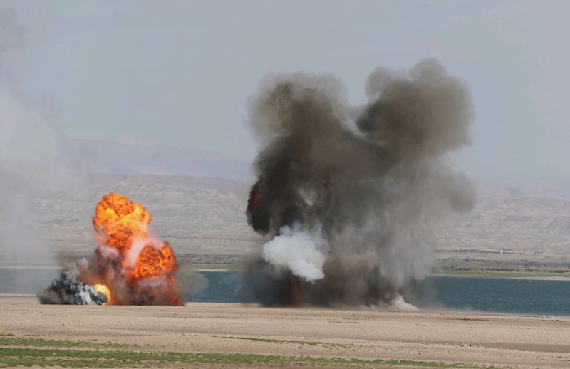 Explosions during the Iranian Army manoeuvres. EPA