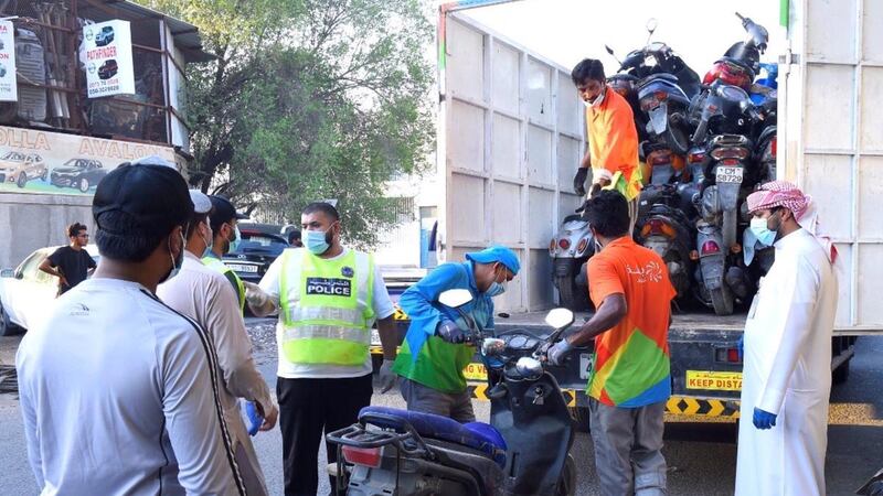 Sharjah Police said their campaign removed 181 electric scooters, 392 motorcycles and 1,290 bicycles from the streets during the first quarter of 2021. Sharjah Police