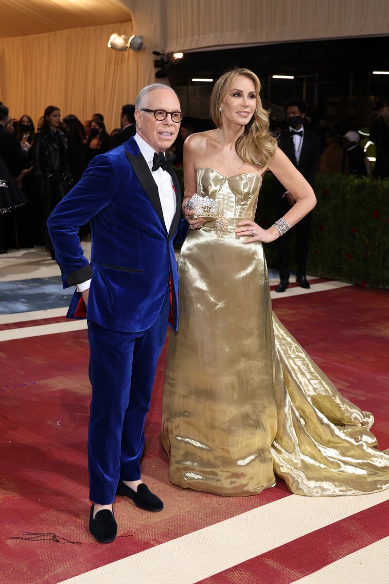 Fashion designer Tommy Hilfiger and wife Dee, who wore a gold lamé, strapless corset gown by Tommy Hilfiger. EPA