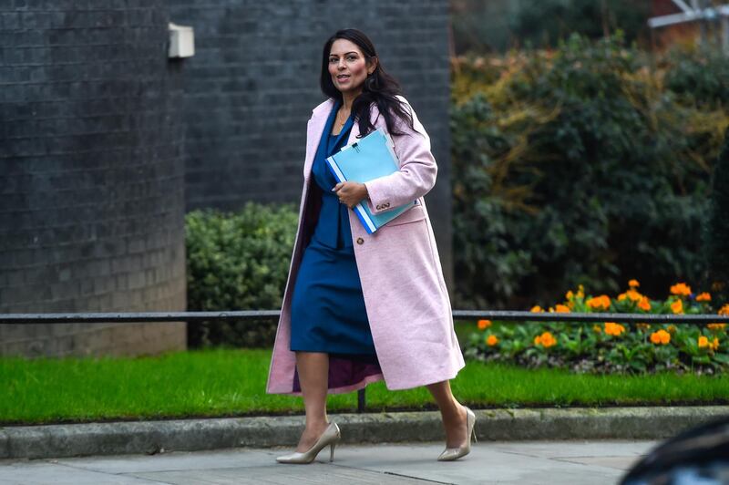 LONDON, ENGLAND - JANUARY 21: Priti Patel, Home Secretary, arrives at Downing Street on January 21, 2020 in London, England. In just over one week's time the UK will exit the European Union fulfilling the result of the 2016 Referendum in which 52% of the turnout voted to leave. (Photo by Peter Summers/Getty Images)