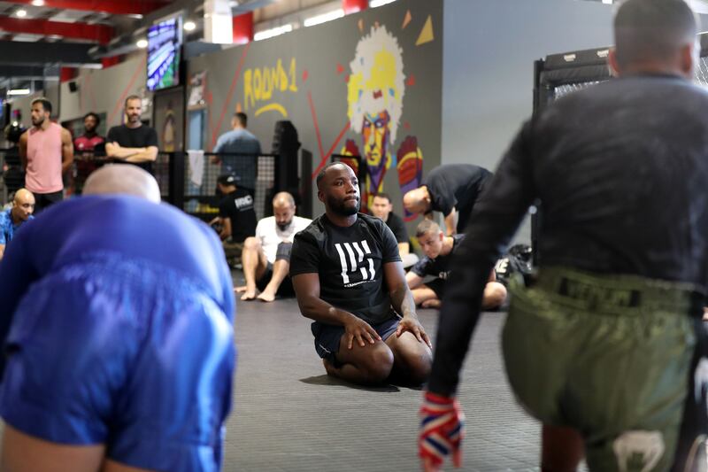 UFC Welterweight champion Leon Edwards during the MMA seminar in Dubai. 