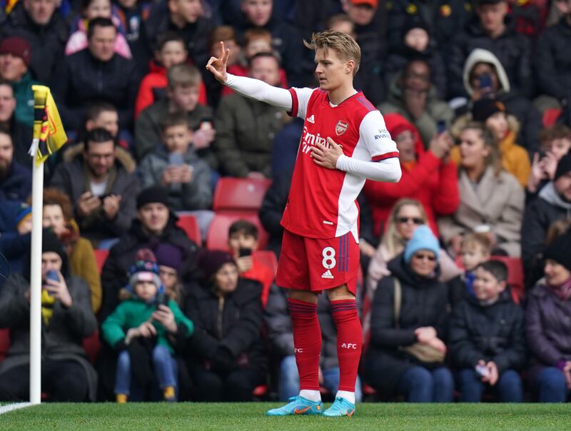 Martin Odegaard - 8: Norwegian swept home cool finish to put Gunners in front after five minutes. Barely gave away a pass all afternoon in quality performance. PA