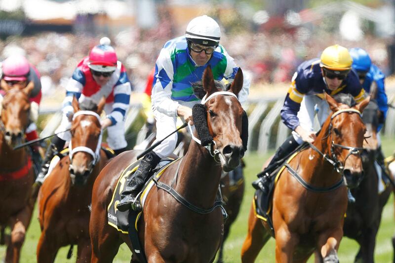 Dwayne Dunn rides Garner to win the Schweppervescence Plate. Getty Images