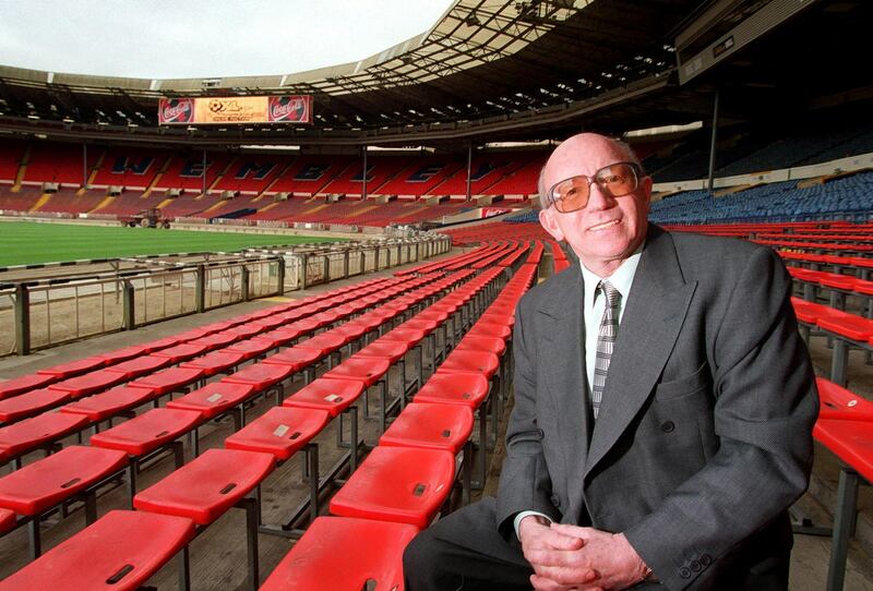 Nobby Stiles sits in the stands at Wembley. Reuters