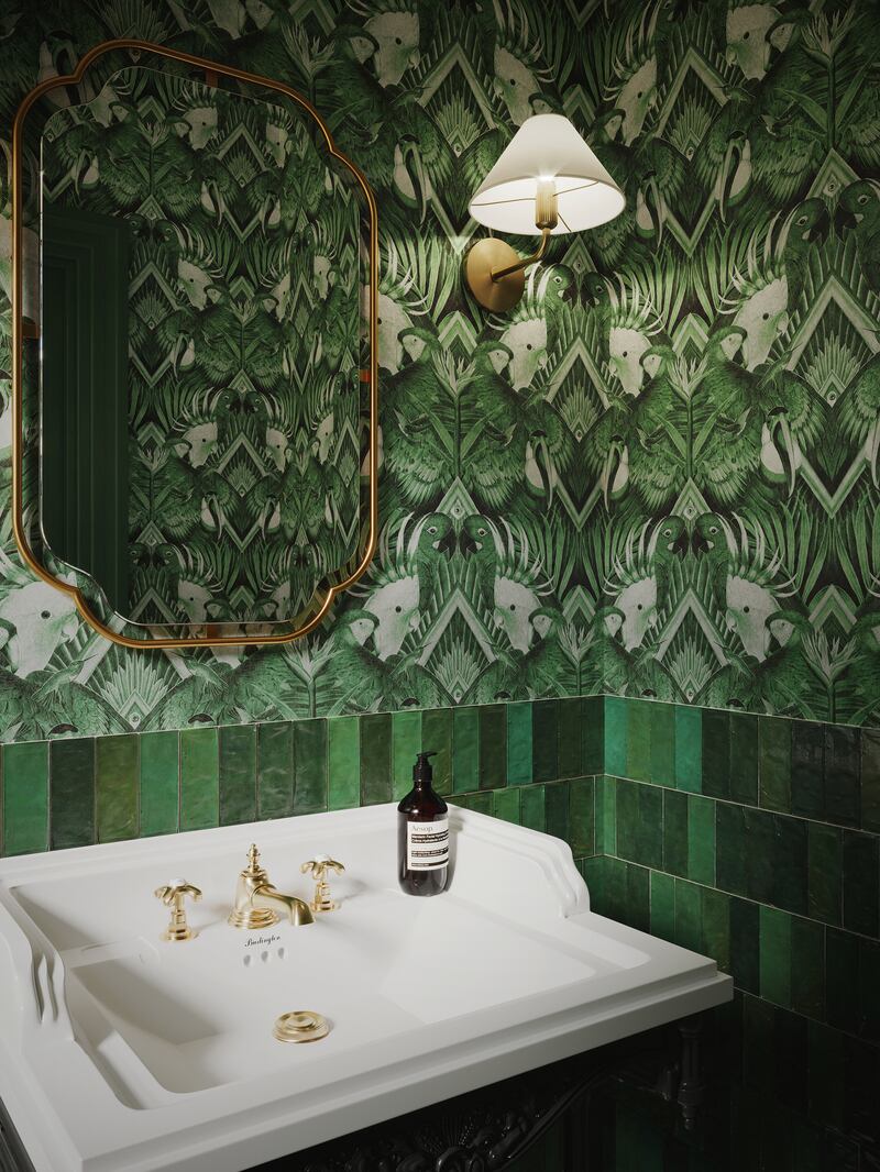 Up the glamour quotient in powder bathrooms with bold wallpaper. Photo: Divine Savages