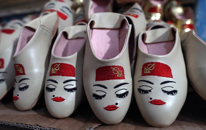 Traditional Tunisian shoes in a workshop in the Old Town of Tunis.  All photos: EPA 