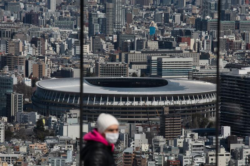 The New National Stadium, a venue for the opening and closing ceremonies at the Tokyo 2020 Olympics, on Tuesday, March 3. The Games are under threat from the ongoing Coronavirus outbreak. AP