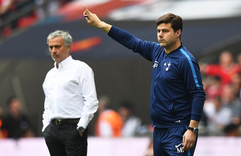 Mauricio Pochettino (R) and Jose Mourinho. EPA