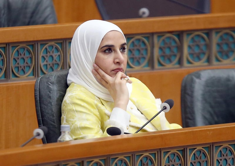 Kuwaiti Minister of State for Economic Affairs Mariam al-Aqeel looks on during a parliament session at Kuwait's national assembly in Kuwait City on November 12, 2019. (Photo by Yasser Al-Zayyat / AFP)