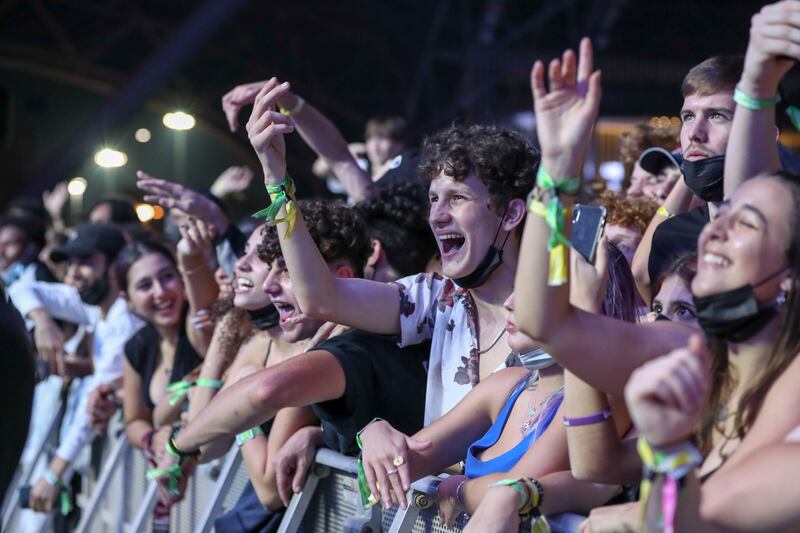 Fans cheer as Stormzy performs a series of hits.