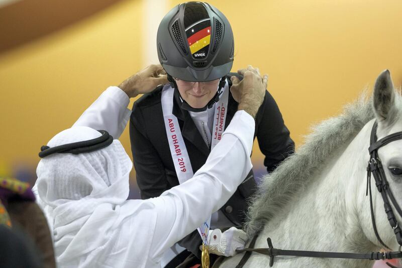 ABU DHABI, UNITED ARAB EMIRATES. 16 MARCH 2019. Special Olympics action at Al Forsan. Prize ceremony. (Photo: Antonie Robertson/The National) Journalist: None: National.