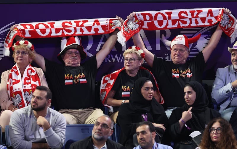 Polish fans cheer Iga Swiatek. Getty Images