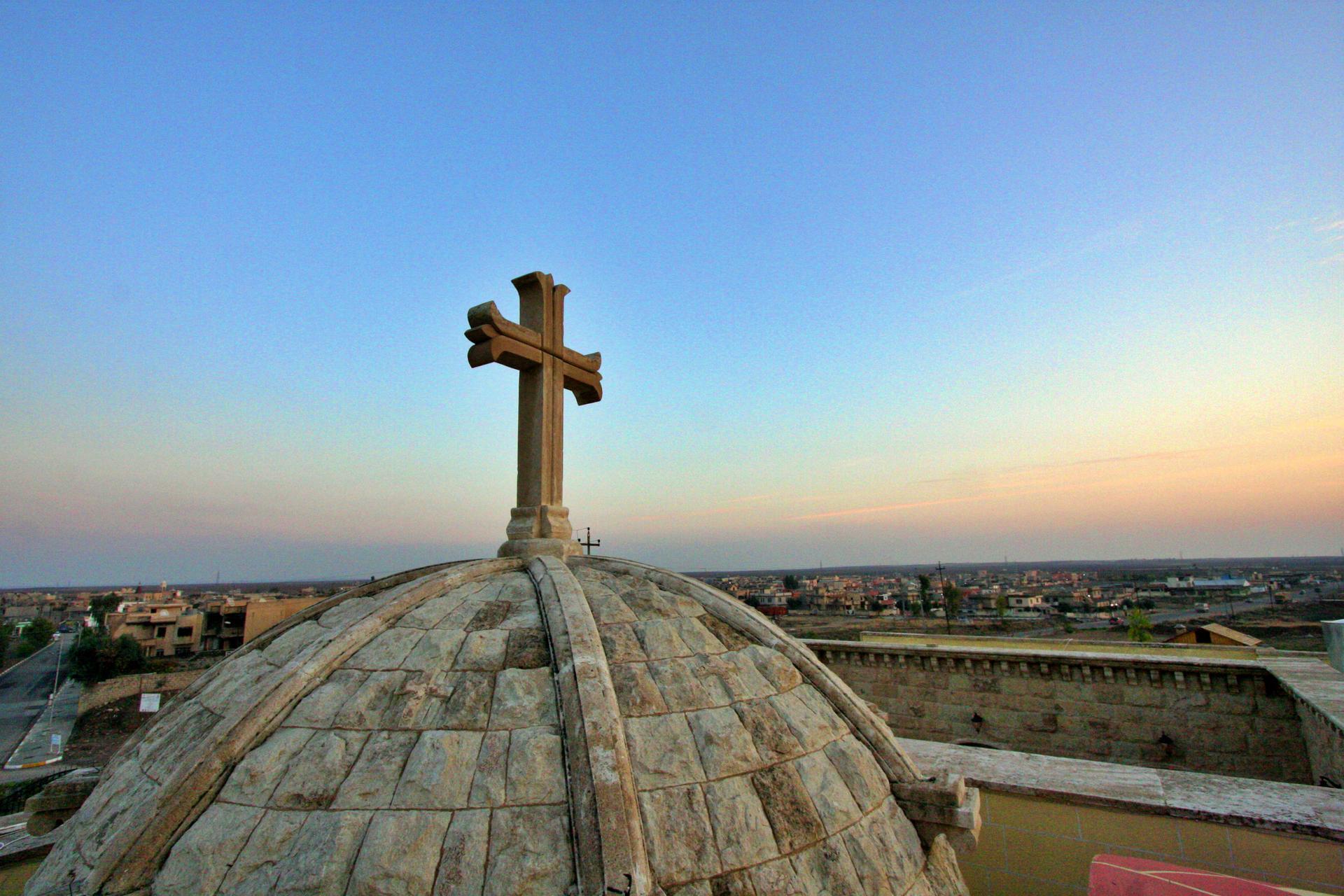 IRAQ-MOSUL_S TWO GOVERNORS-PICTURED-The view of Assyrian town Karemlesh, located 23km south east of Mosul, Iraq, from the roof of St Barbara Church-Charlie Faulkner. Charlie Faulkner for The National