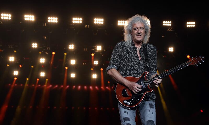 SYDNEY, AUSTRALIA - FEBRUARY 16: Brian May of Queen performs during Fire Fight Australia at ANZ Stadium on February 16, 2020 in Sydney, Australia. (Photo by Cole Bennetts/Getty Images)