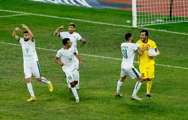 Iraq players react after their 3-2 win over Oman. Reuters