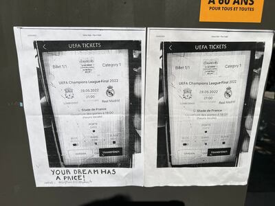 Advertisements for tickets to the Champions League final. Photo: Andy Mitten