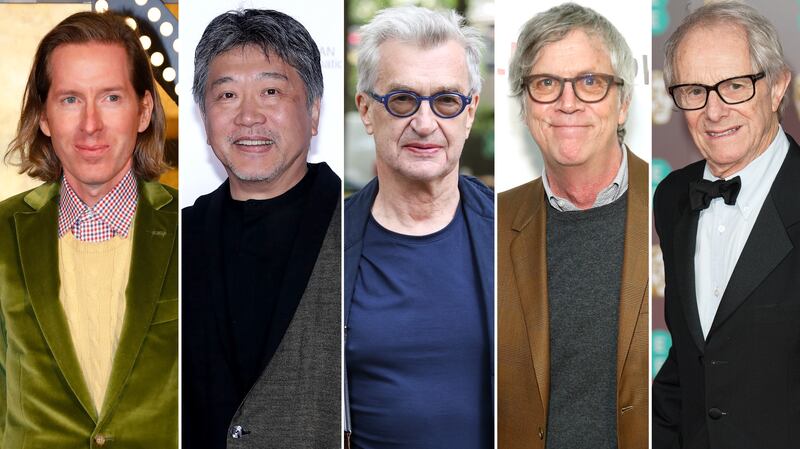 From left, Wes Anderson, Hirokazu Kore-eda, Wim Wenders, Todd Haynes and Ken Loach have films competing for the Palme d'Or prize. Getty Images