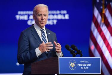 US President-elect Joe Biden delivers remarks at The Queen in Wilmington, Delaware, on November 10, 2020. AFP 