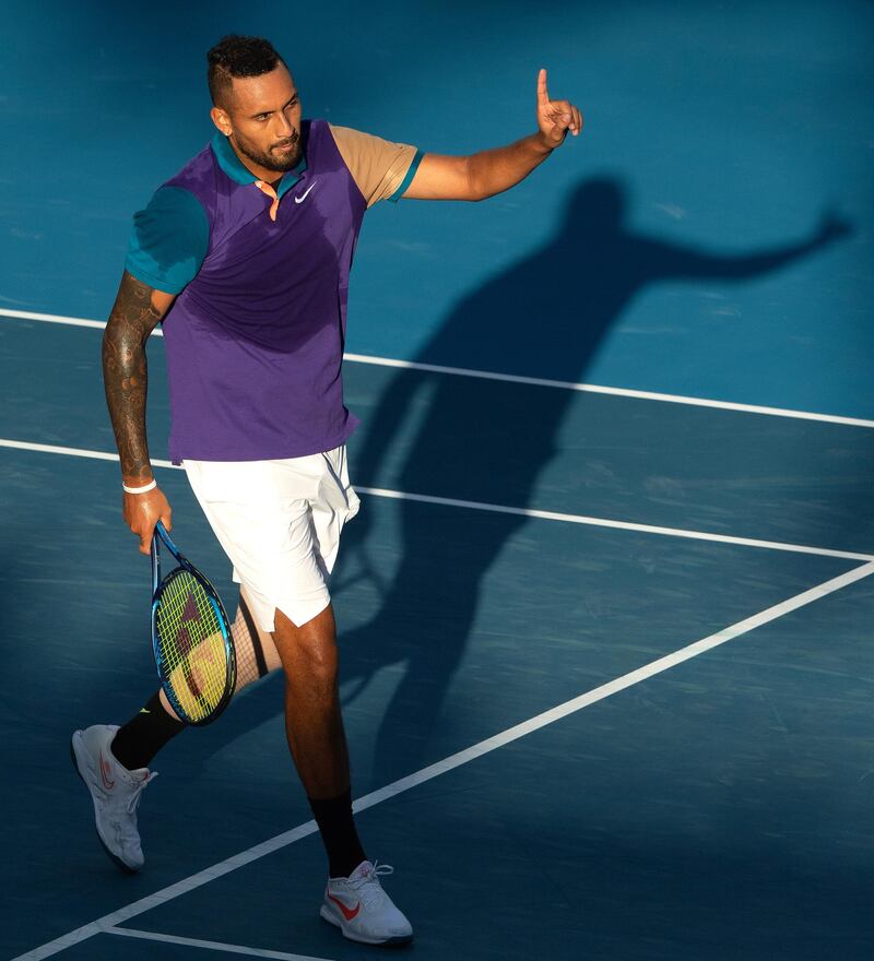 Nick Kyrgios during his victory over Harry Bourchier. EPA