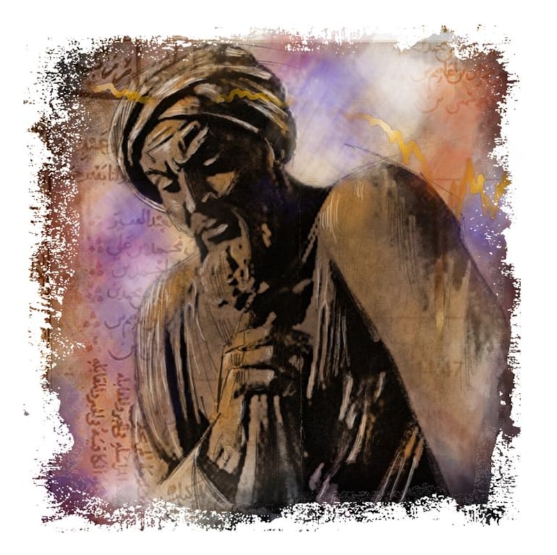 An illustration of Abu Ja'far Muhammad Ibn Musa Al Khwarizmi, one of the greatest minds of the Islamic Golden Age. Fred Matamoros for The National