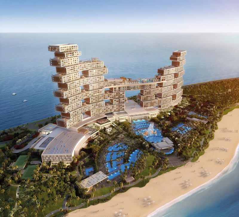 A rendering of the facade of The Royal Atlantis Residences & Resort on the Palm. Courtesy The Royal Atlantis Residences & Resort