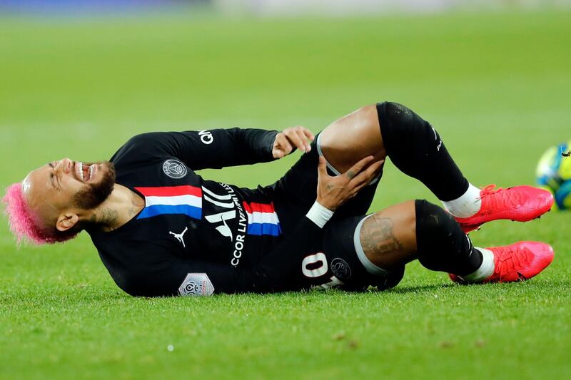 Neymar after picking up a knock during the game. AP