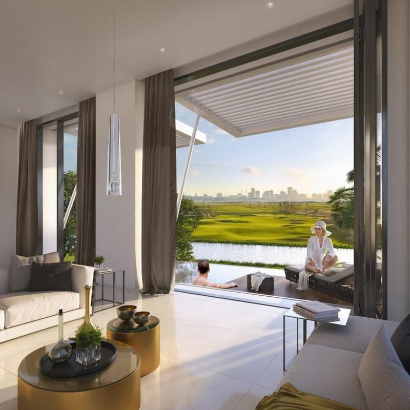 Damac Properties launched XV Villas at Akoya, which features new to market 'inverted' floor plans that provide elevated views across the development's lake and golf course. Courtesy Damac
