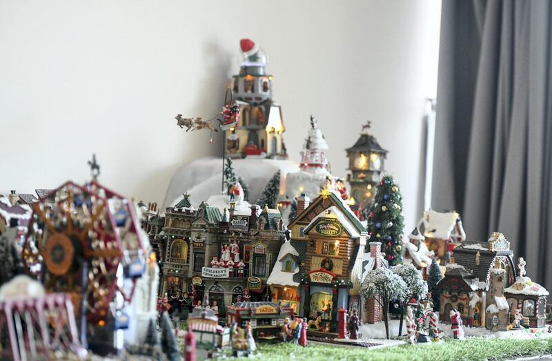 Abu Dhabi, United Arab Emirates - Lovely setup for Christmas miniatures and figurines. Khushnum Bhandari for The National