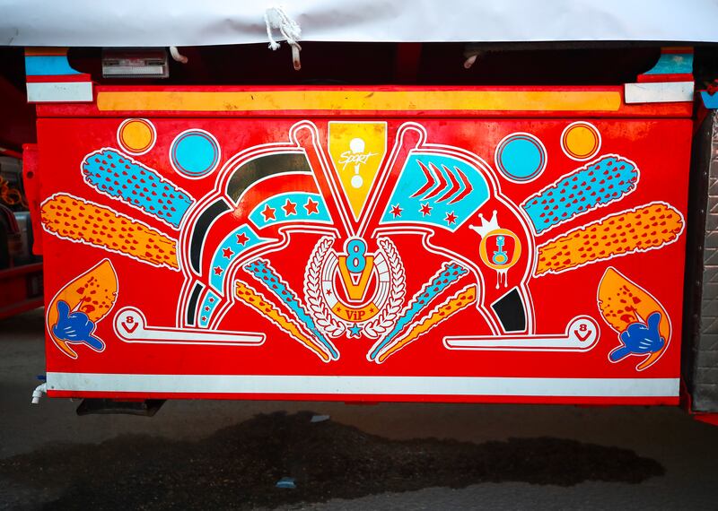 Colourful designs adorn many lorries carrying aid into Gaza