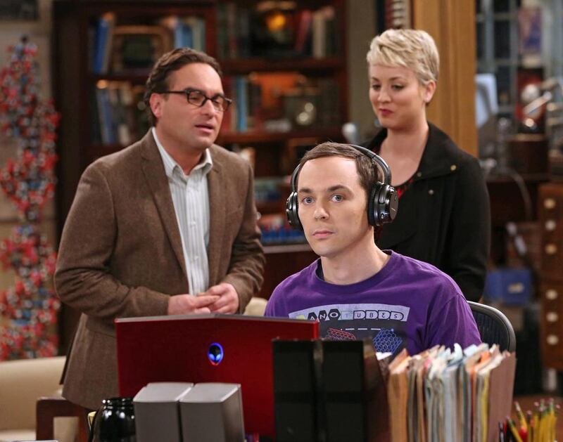 TV comedies, such as The Big Bang Theory, rely on ‘button’ moments to transition from one scene to another.  Michael Yarish / CBS via AP