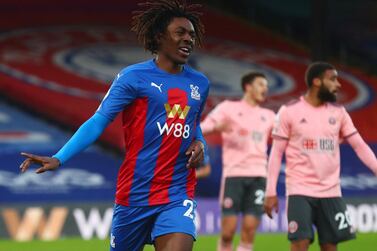Eberechi Eze celebrates scoring Crystal Palace's second goal against Sheffield United. Reuters