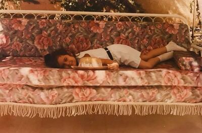 A young Rouba in a long gone period of peace in the garden of the family home in Syria. Photo: Rouba Mhaissen