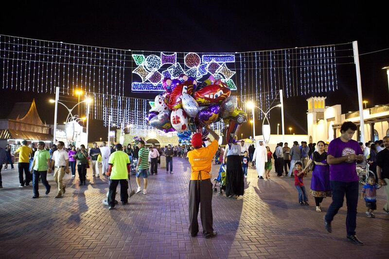 Visitors thronged Global Village for the first day of Eid Al Adha. Razan Alzayani / The National