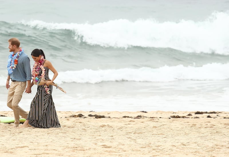 Prince Harry and Meghan at Bondi Beach in Sydney. Getty Images