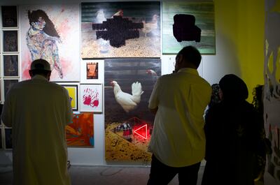 The exhibition includes paintings, sculptures, photography, wearable art and graphic design. Photo: Tashkeel