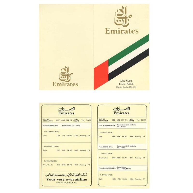 A ticket stub from the airline's first flight. Courtesy Emirates