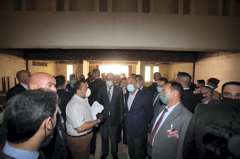 Prime Minister Mustafa Al Kadhimi tours Mosul Museum during a visit to the city six years after ISIS captured it. Iraqi PM Media Office HO