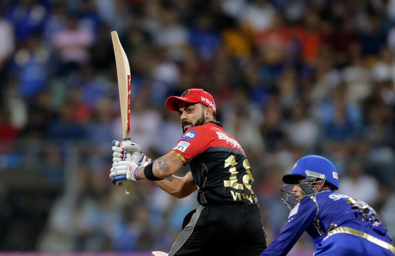 Royal Challengers Bangalore's Virat Kohli bats  during the VIVO IPL cricket T20 match against the Mumbai Indians in Mumbai, India, Tuesday, April 17, 2018. (AP Photo/Rajanish Kakade)