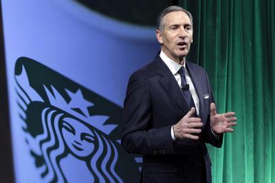 Howard Schultz returned to Starbucks in April as the company’s interim chief executive on a salary of $1. AP