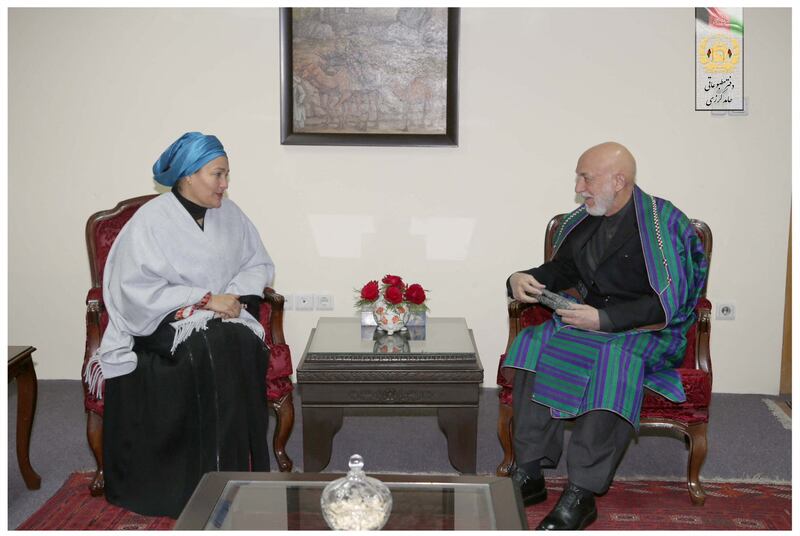 UN Deputy Secretary General Amina Mohammed meets former Afghan president Hamid Karzai in Kabul. Reuters