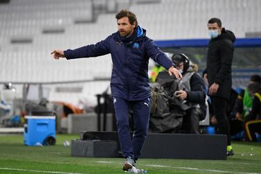 Marseille's Portuguese head coach Andre Villas Boas reacts during the French L1 football match between Olympique de Marseille (OM) and Lens (RCL) at the Velodrome Stadium in Marseille on January 20, 2021. / AFP / NICOLAS TUCAT