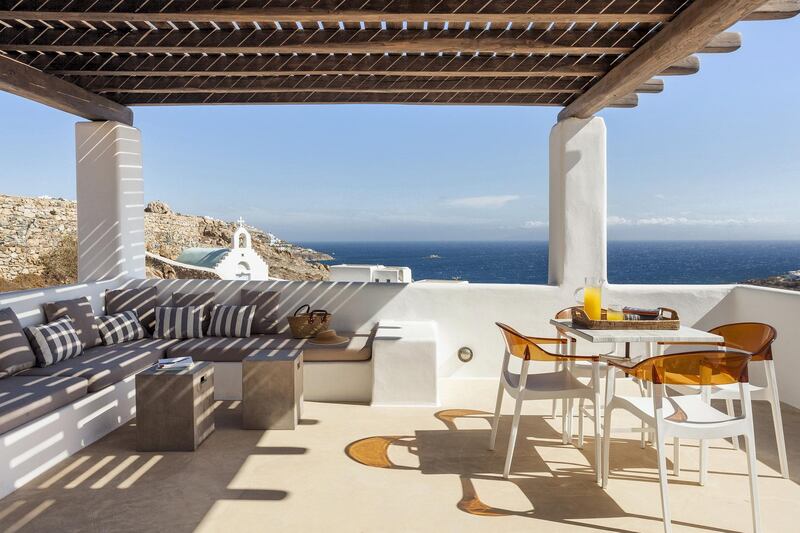 The partially covered veranda at Sunset Sessions, Greece Sotheby’s International Realty